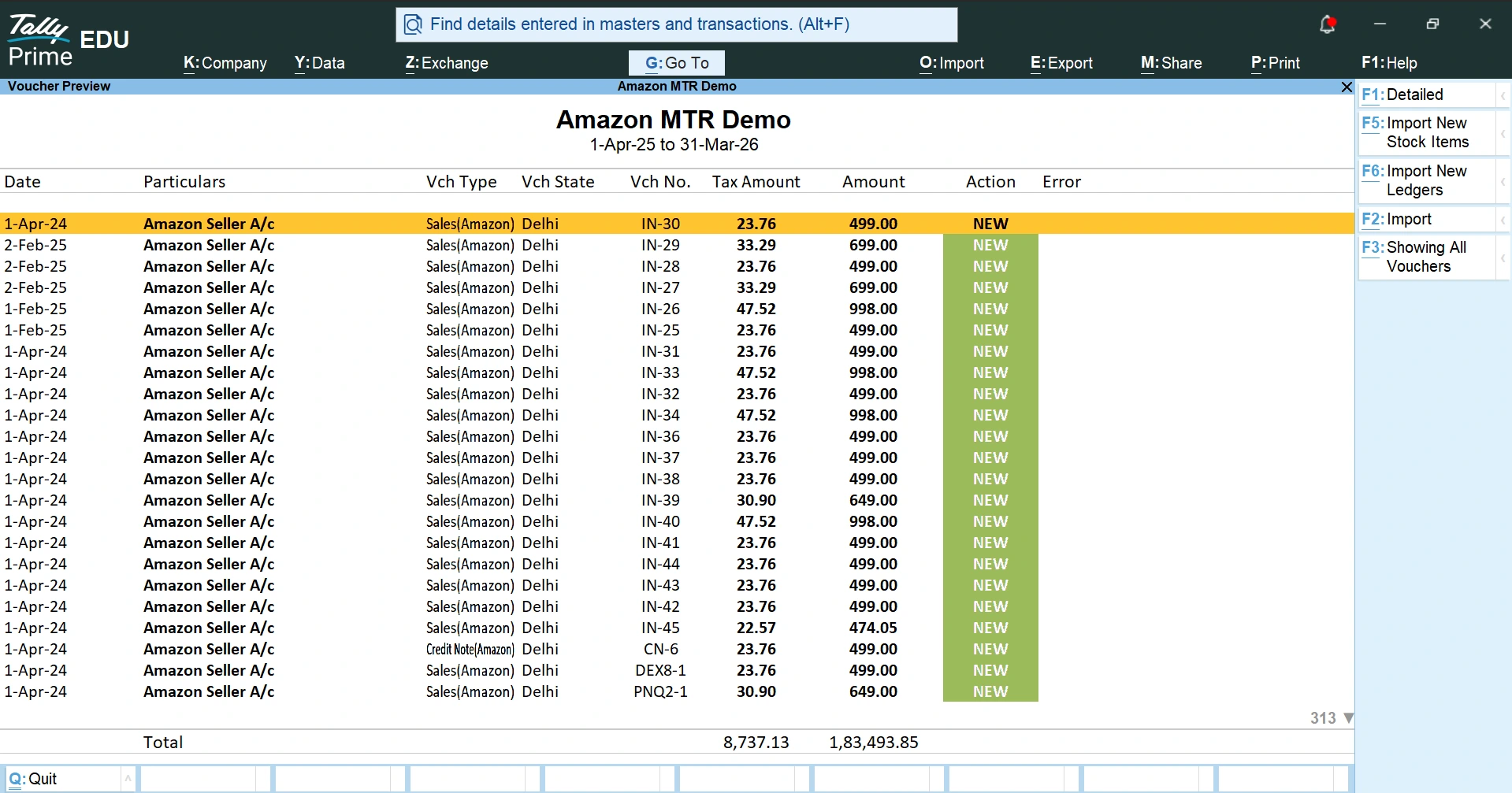 Amazon MTR Sales Report Upload