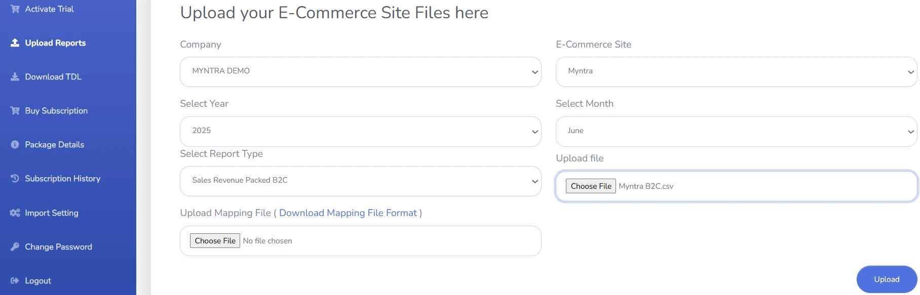 Myntra Sales Report Upload
